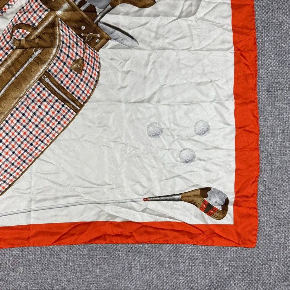 VTG Crans-Sur Sierre Golf Club Flag Golf Bag Silk Scarf Orange White Sport 34x34
